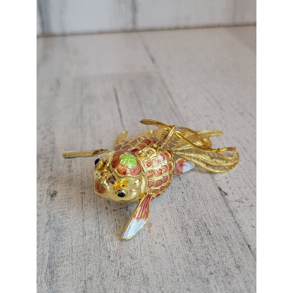 Vintage koi fish cloisonne jointed metal ornament Xmas unique - Picture 1 of 7